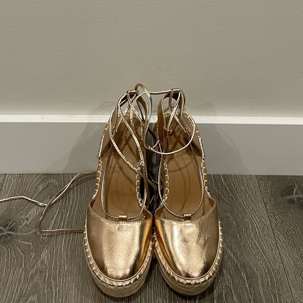 [ASOS] Women’s Golden Platform Wedge High-Strap Strappy Sandals
